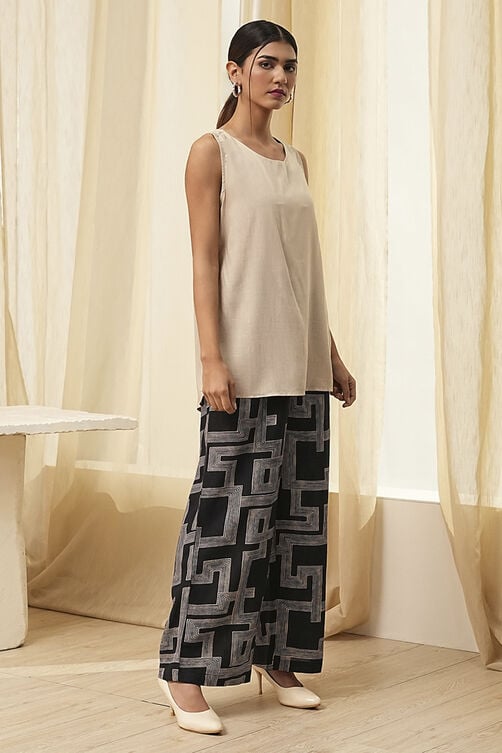 Black Viscose Printed Co-ord Set image number 7