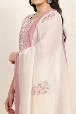 Pink Cotton Unstitched Suit Set image number 2