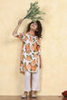 Blue Cotton Straight Printed Suit Set image number 0
