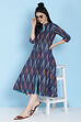 Blue Cotton Fusion Wear Dress image number 0