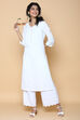 Peach Blue Cotton Linen Kurta image number 4