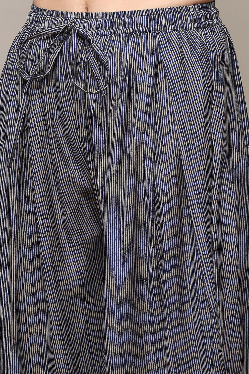 Navy Poly Viscose Straight Printed 2 Piece Set image number 2