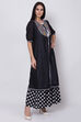 Black And White Cotton Front Open Printed Kurta image number 3