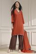 Orange Solid Straight Suit Set