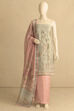 Peach Linen Printed Unstitched Suit Set image number 4