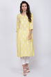 Lime Yellow Cotton Straight Printed Kurta image number 0