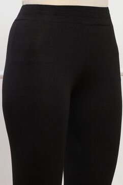 Black Cotton Blend Solid Leggings image number 1