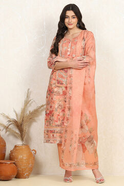 Peach Muslin Unstitched Suit Set image number 1
