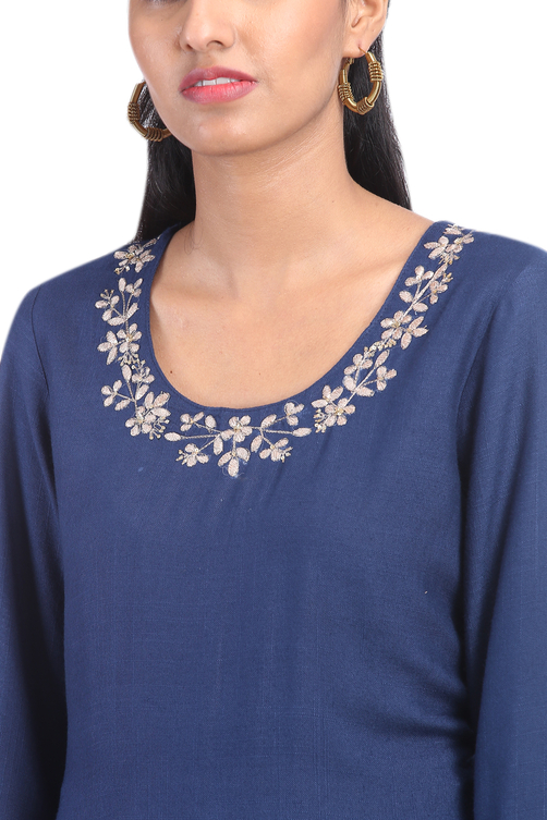 Coral Asymmetric Poly Cotton Printed Kurta image number 1