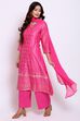 Green Straight Kurta Palazzo Suit Set image number 2