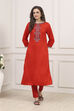 Blue Rayon Printed Straight Kurta image number 5