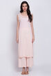 Peach Cotton Chikankari Kurta Palazzo Suit Set image number 2