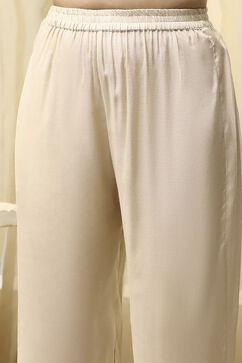 Beige Tissue Machine Embroidered Unstitched Suit Set image number 3