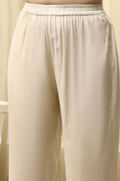 Beige Tissue Machine Embroidered Unstitched Suit Set image number 3