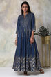 Navy Cotton Fusion Wear Dress image number 4