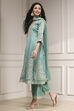 Off White Cotton Silk Anarkali Suit Set image number 3