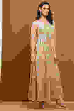 Gold-Toned Net Embroidered Festive Sharara Fusion Set image number 5