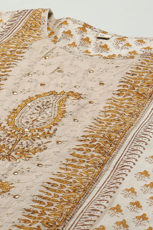 Beige Pink Chanderi Unstitched Suit set image number 2