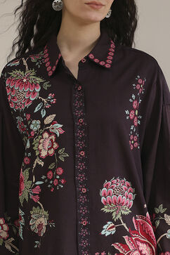 Brown Cotton Floral Printed Shirt image number 1