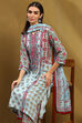 Turquoise Floral Printed Straight Suit Set image number 8