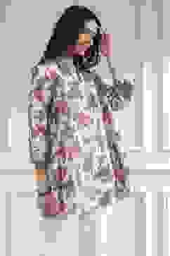 Off-White and Red Cotton A-Line Shirt image number 4