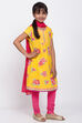 Yellow Cotton A-Line Kurta Churidar Suit Set image number 3