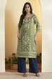 Green Cotton Straight Kurta image number 5