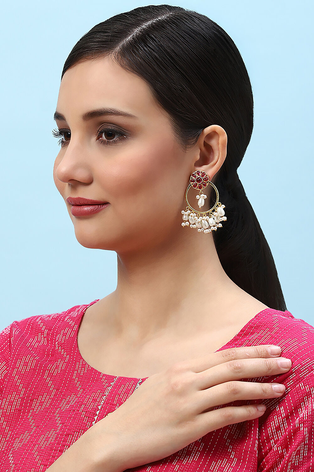 Pearl Brass Earrings image number 3