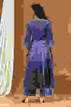 Indigo Modal Festive Anarkali Fusion Suit Set image number 3