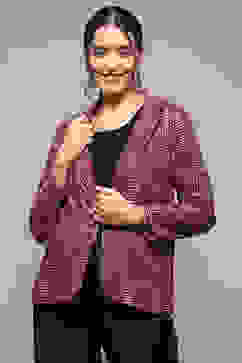 Maroon Poly Spandex Printed Jacket image number 5