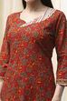 Royal Blue Cotton Screen Print Unstitched Suit Set image number 2
