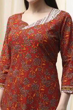 Pink Cotton Screen Print Unstitched Suit Set image number 2