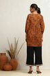 Mustard Yellow Cotton Paisley Printed A-line Kurti image number 3