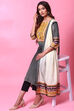Black Cotton A-Line Kurta Slim Pant Suit Set image number 0