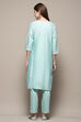 Aqua Cotton Blend Straight Kurta Pant Suit Set image number 5