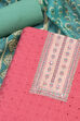 Aqua Cotton Handloom Unstitched Suit Set image number 1