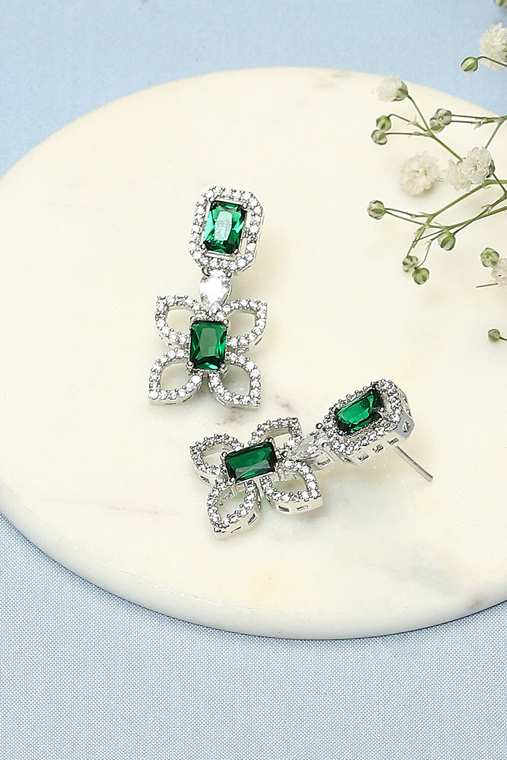 Green Brass Earrings image number 0