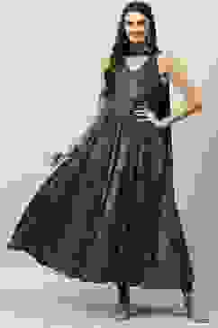 Teal Cotton Blend Flared Printed Kurta Suit Set image number 0