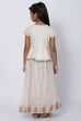 Off White Metallic Print Lehenga Set image number 4