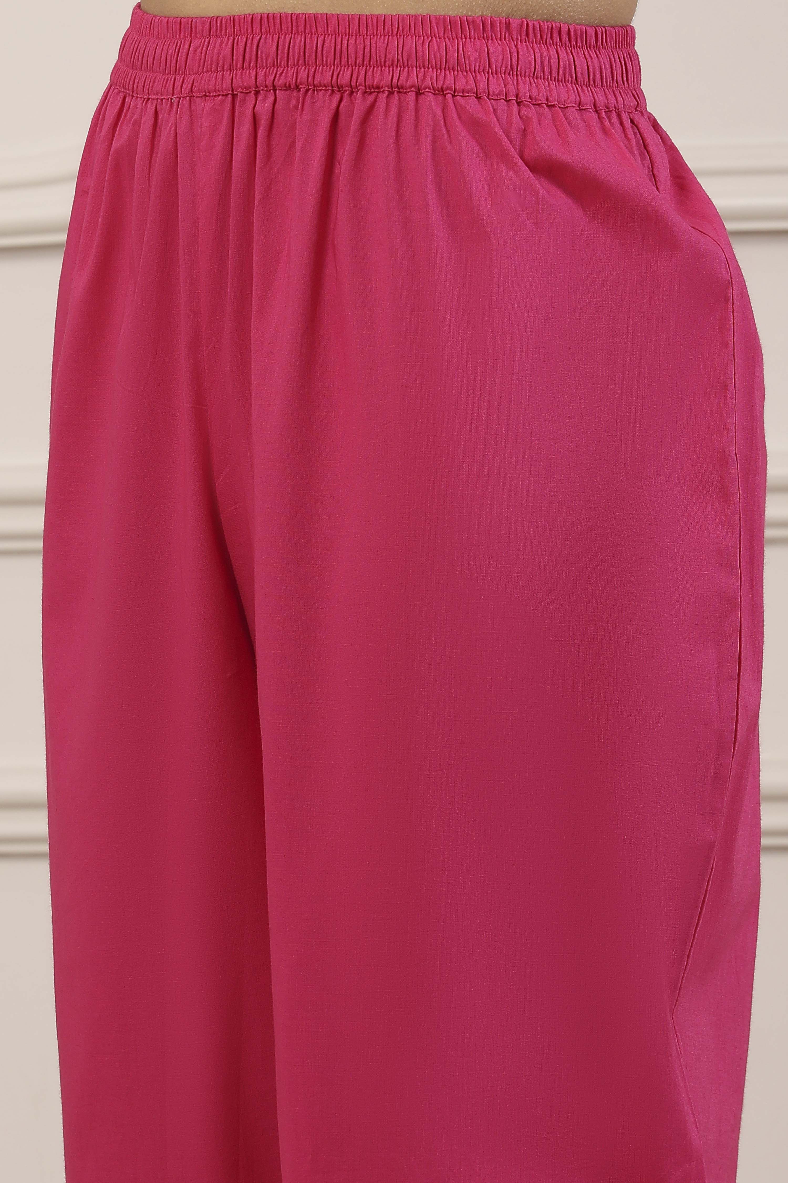 Pink Cotton Anarkali Suit Set image number 2