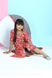 Red Cotton A-Line Straight Kurta Palazzo Suit Set image number 4