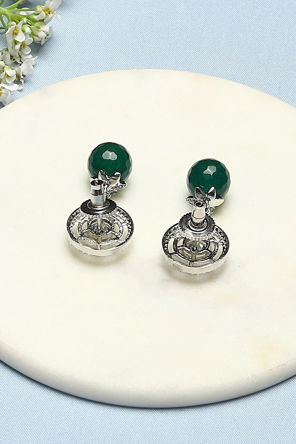 Green Brass Earrings image number 2