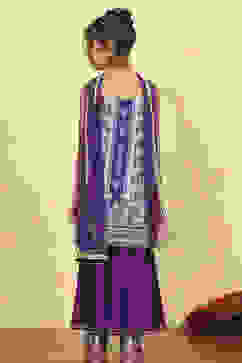 Purple Cotton Printed Straight Sharara Suit Set image number 4