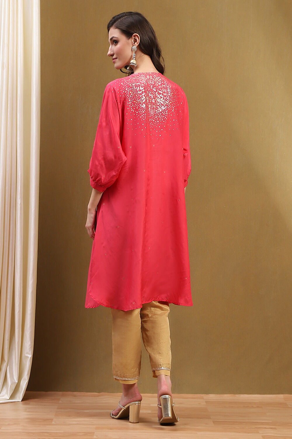 Pink Viscose Blend Straight Kurta image number 3