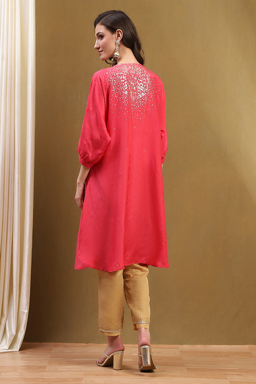 Pink Viscose Blend Straight Kurta image number 3
