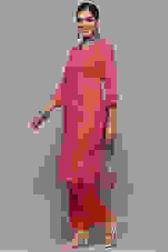 Coral Rayon Gathered Suit Set image number 4