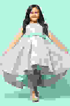 Aqua Green Poly Jacquard Flared Yarndyed Dress image number 0