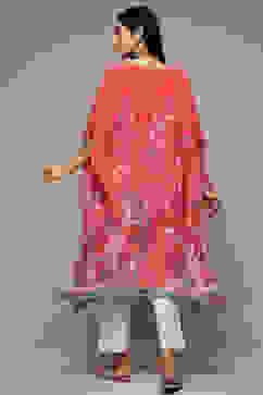 Coral Cotton Blend Straight Printed Kurta image number 4