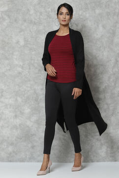 Black Straight Acrylic Solid Shrug image number 2