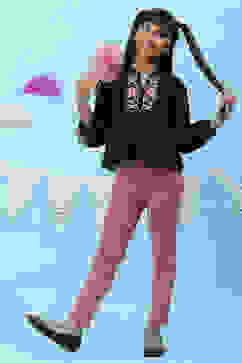 Onion Pink Straight Poly Span Girls Bottom Wear image number 0